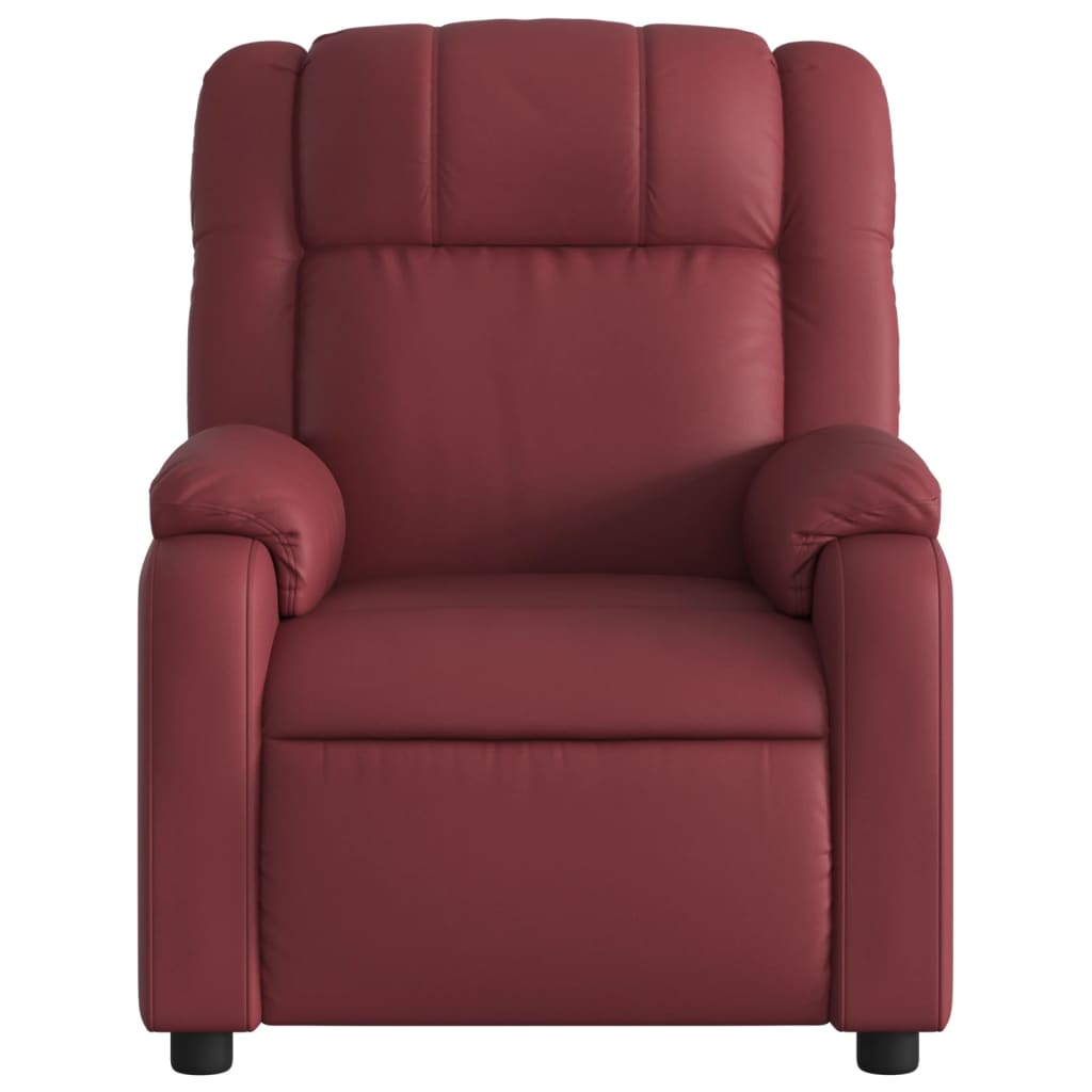 Fauteuil de relaxation simili cuir rouge vin