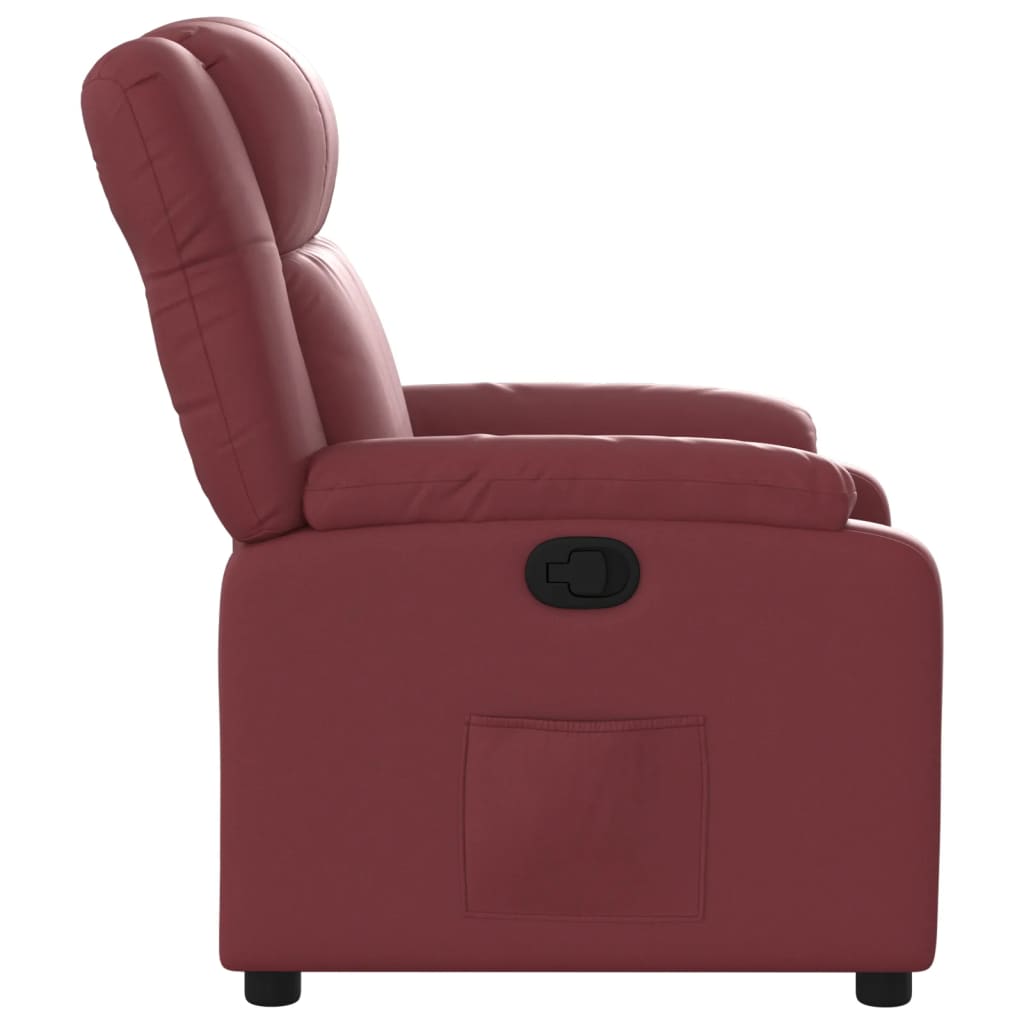 Fauteuil de relaxation simili cuir rouge vin