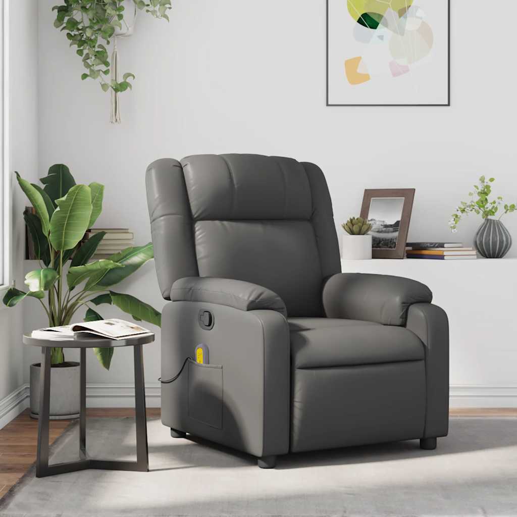 Fauteuil de massage simili cuir gris