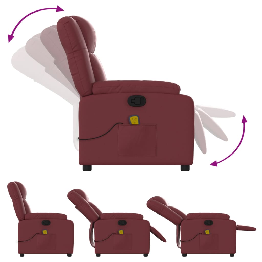 Fauteuil de massage simili cuir rouge vin