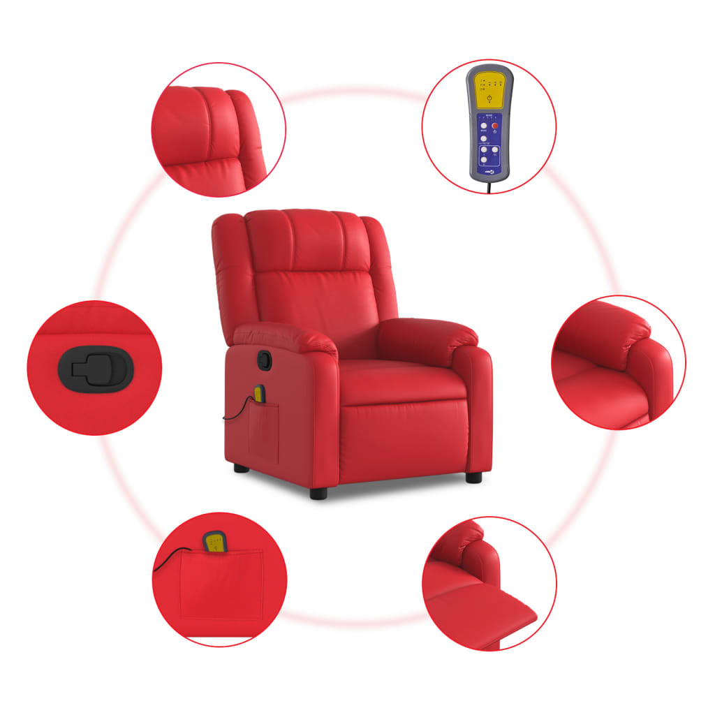 Fauteuil de massage simili cuir rouge