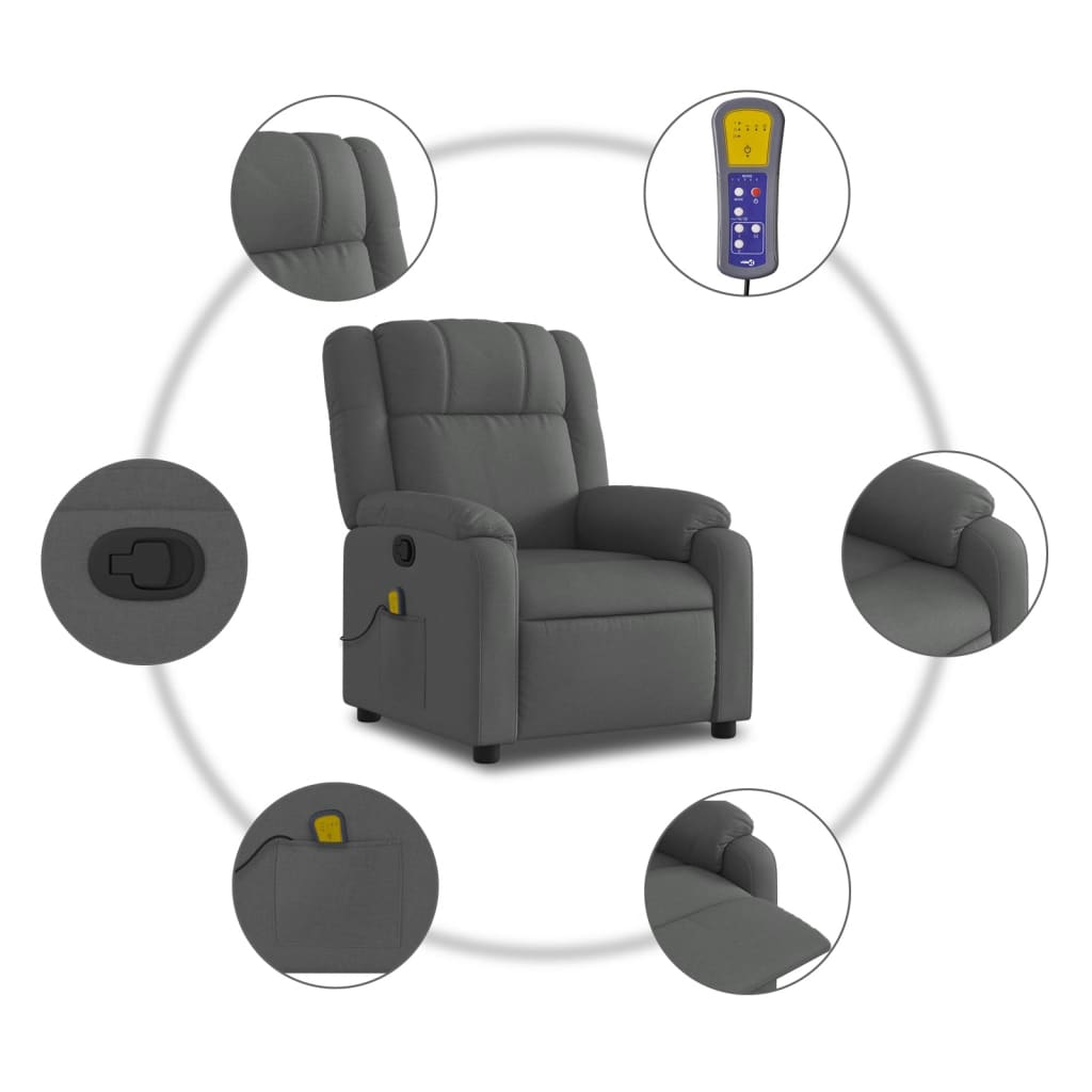 Massage Chair Dark Gray Fabric