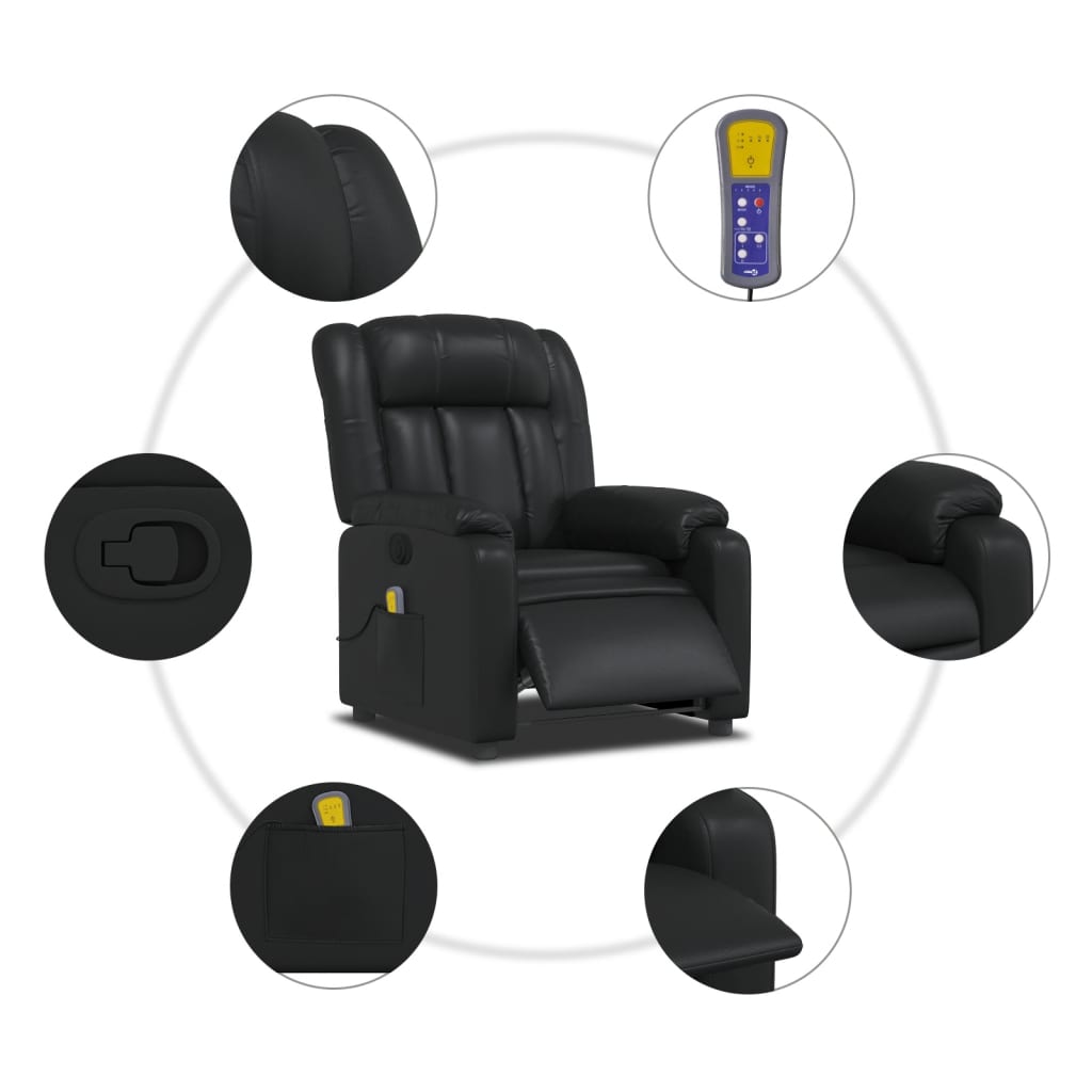 Massage Chair Black Faux Leather