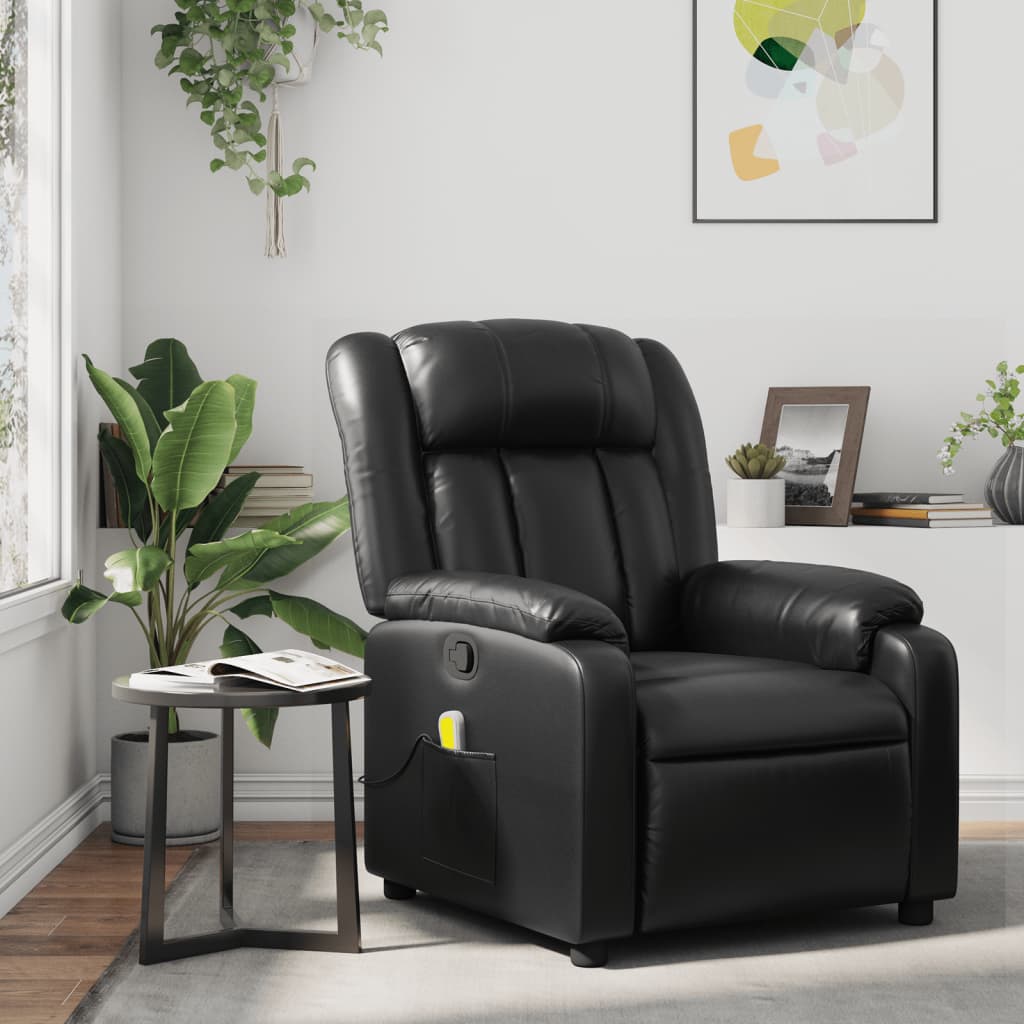 Massage Chair Black Faux Leather