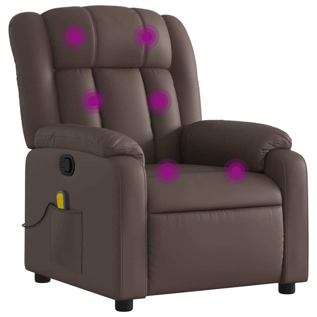 Fauteuil de massage simili cuir marron