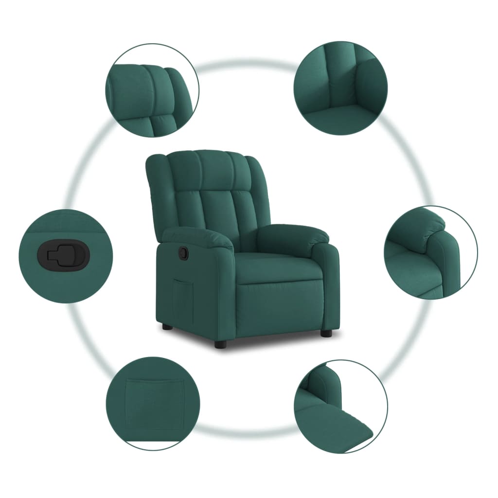 Fauteuil de relaxation tissu vert foncé