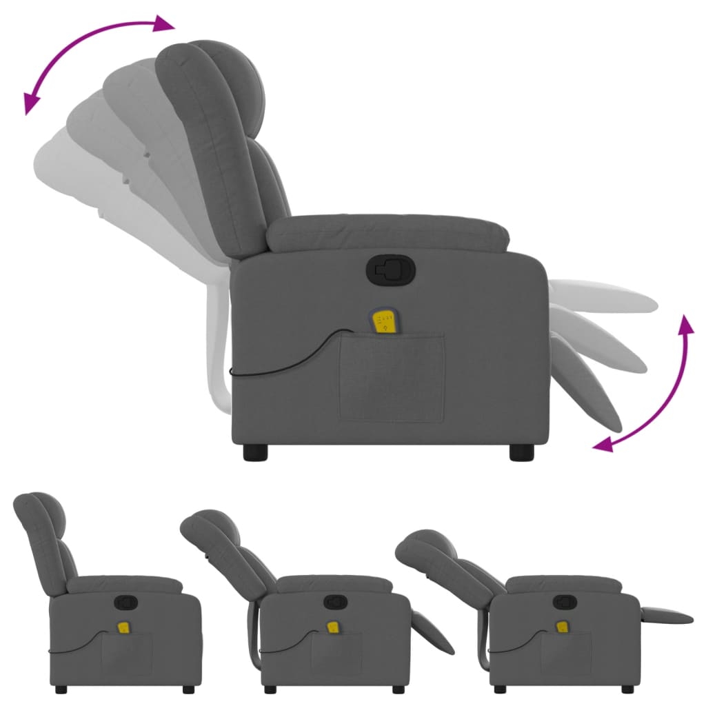 Fauteuil de massage tissu gris foncé