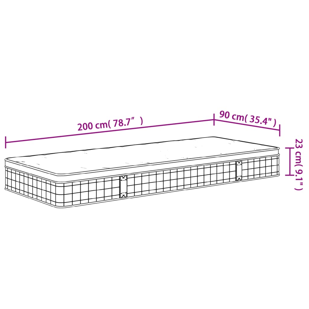 Matelas Bonnell noyau à ressorts moyen 90x200 cm