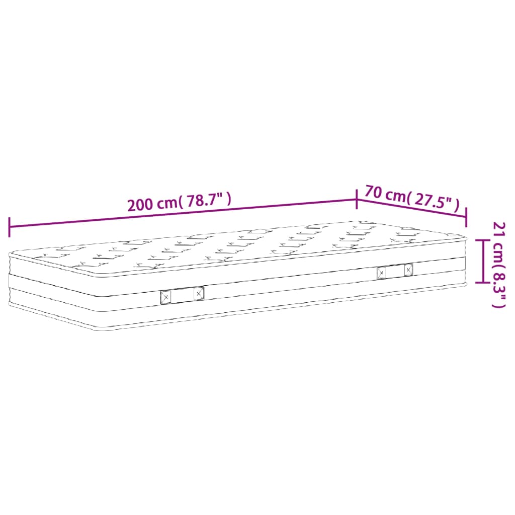 Matelas Bonnell noyau à ressorts moyen 70x200 cm