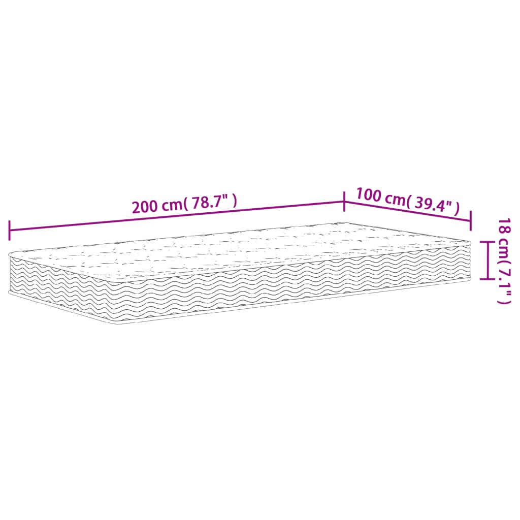 Matelas Bonnell noyau à ressorts moyen 100x200 cm