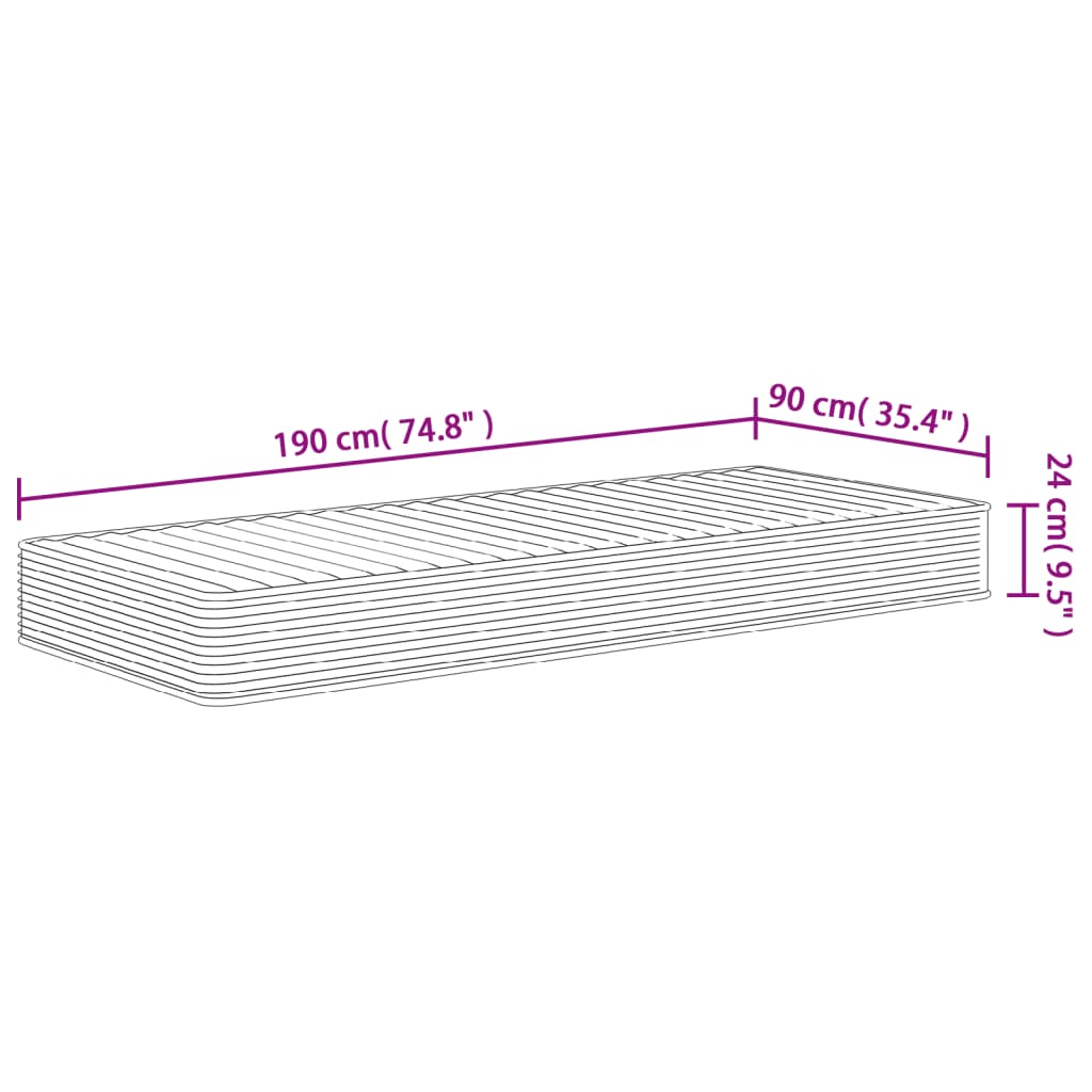 Matelas mousse moyennement souple 90x190 cm