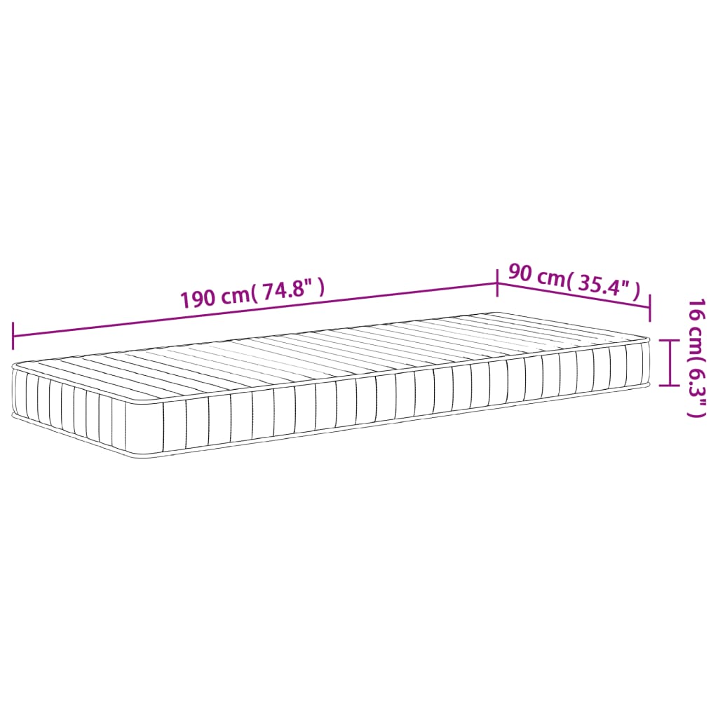 Matelas mousse moyennement souple 90x190 cm