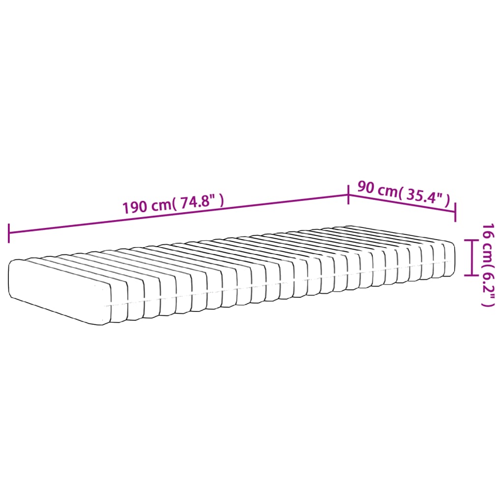 Matelas mousse moyennement souple 90x190 cm