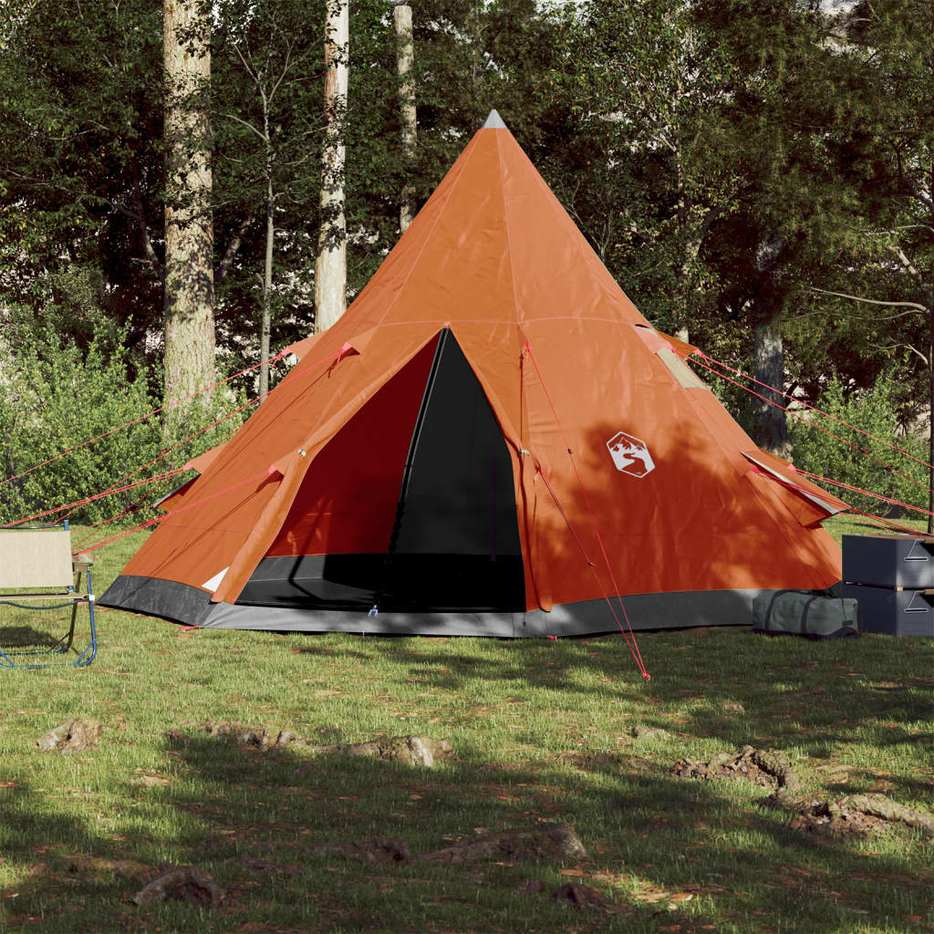 Tipi Camping Tent 4 Persons Orange Waterproof
