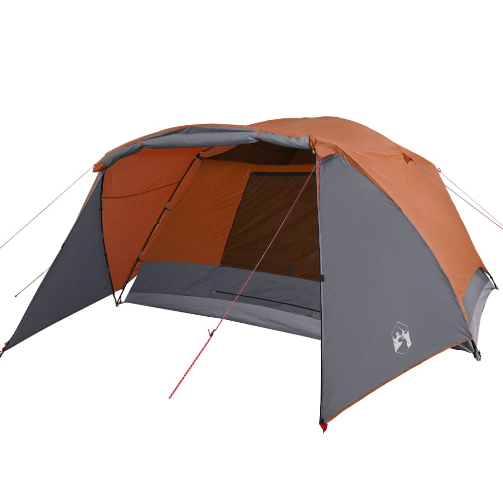 Camping Tent with Awning 4 Persons Orange Waterproof