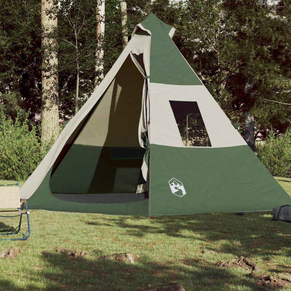Tipi Camping Tent 7 Persons Green Waterproof