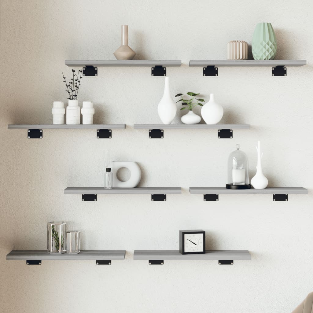 Wandregale 8 Stk. Grau Sonoma 40x10x1,5 cm Holzwerkstoff