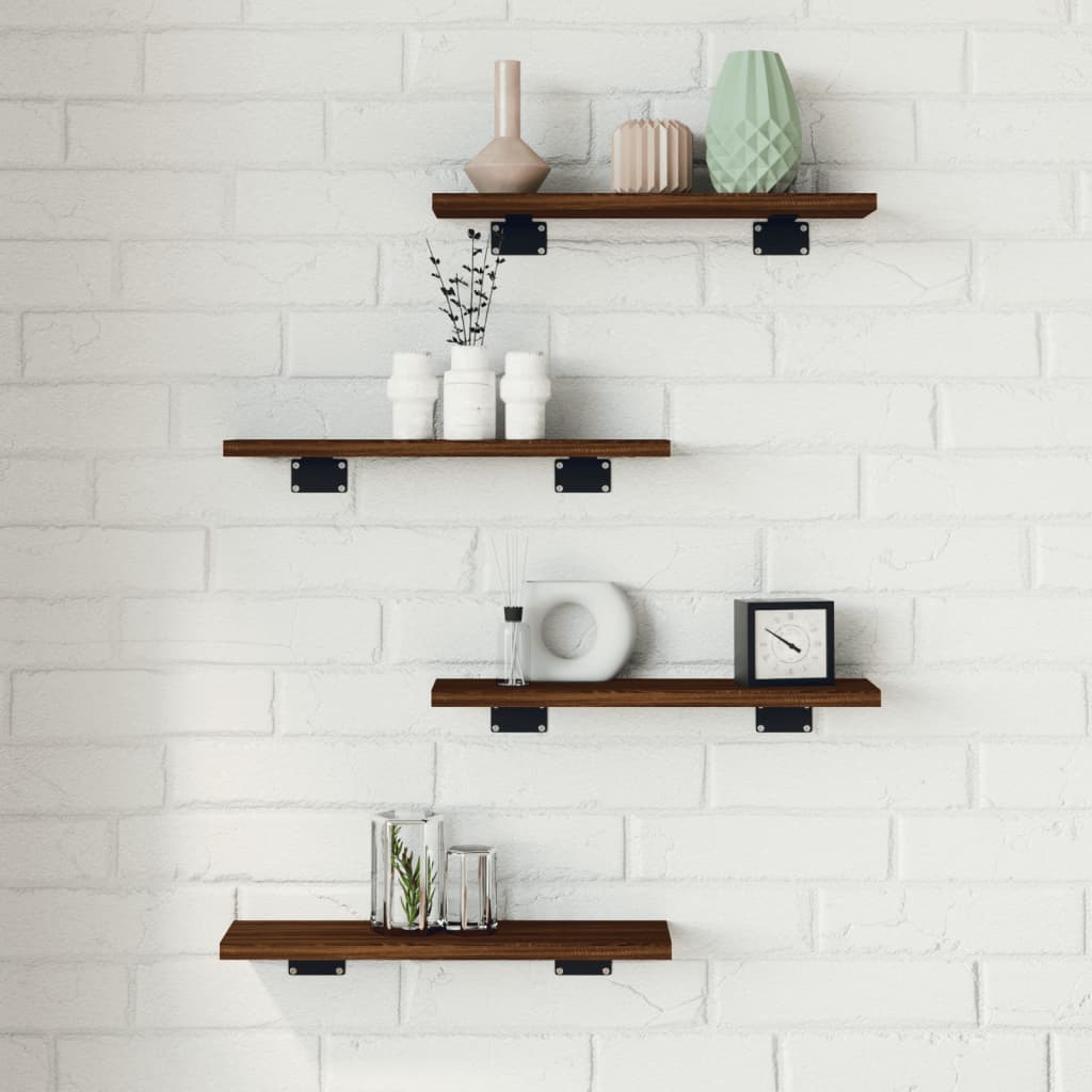 Wandregale 4 Stk. Braun Eichen-Optik 40x10x1,5 cm Holzwerkstoff