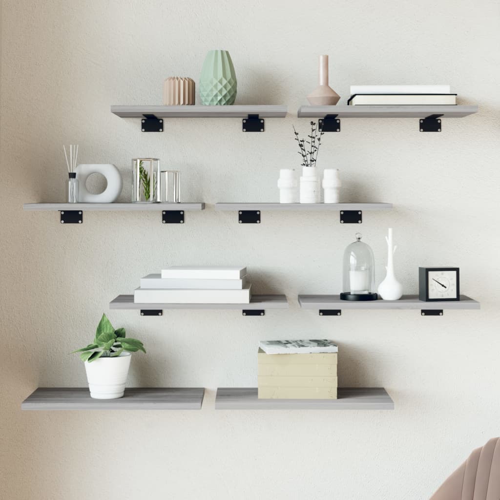 Wandregale 8 Stk. Grau Sonoma 40x20x1,5 cm Holzwerkstoff