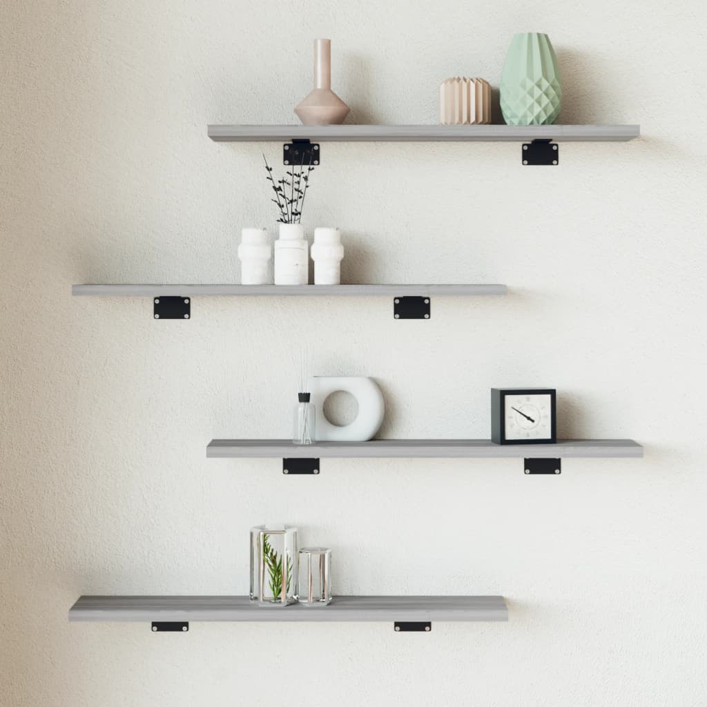 Wall shelves 4 pcs. Gray Sonoma 60x10x1.5 cm wood material