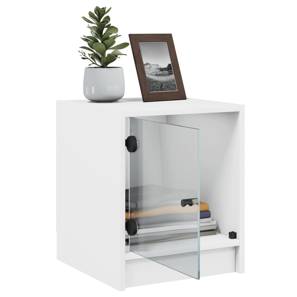Bedside tables with glass doors 2 pcs. White 35x37x42 cm