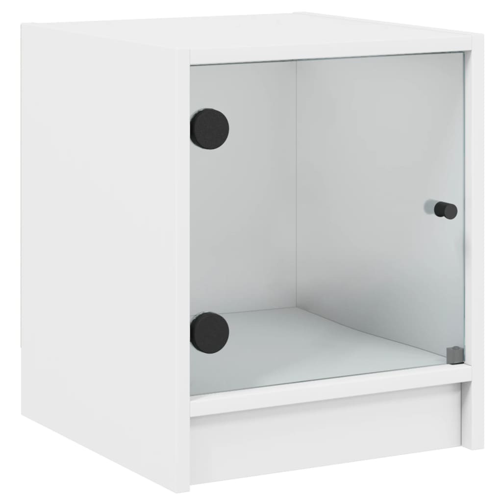 Bedside tables with glass doors 2 pcs. White 35x37x42 cm