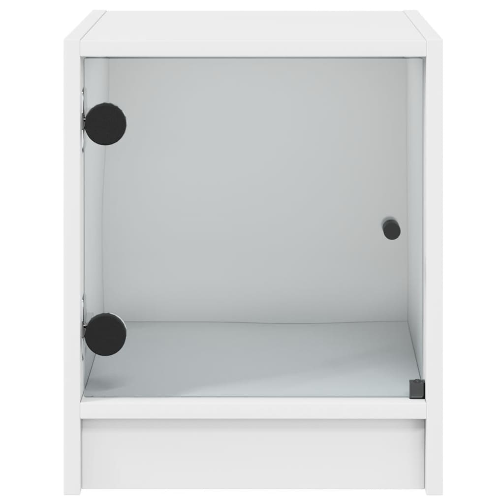 Bedside tables with glass doors 2 pcs. White 35x37x42 cm