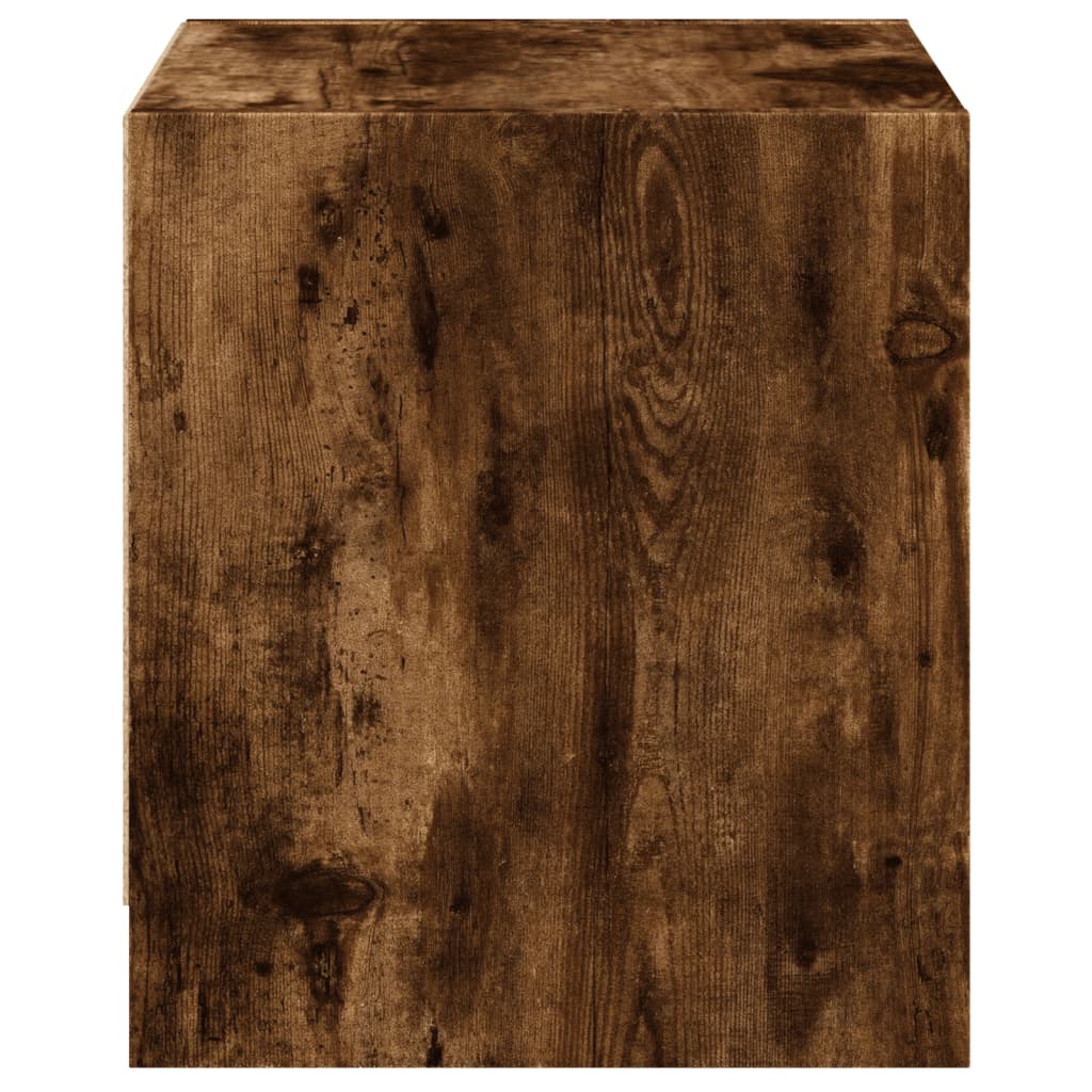 Bedside table with glass door smoked oak 35x37x42 cm