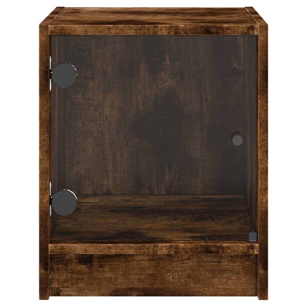 Bedside tables with glass doors 2 pcs. Smoked oak 35x37x42 cm