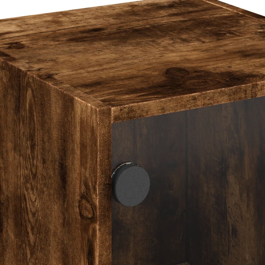 Bedside tables with glass doors 2 pcs. Smoked oak 35x37x42 cm