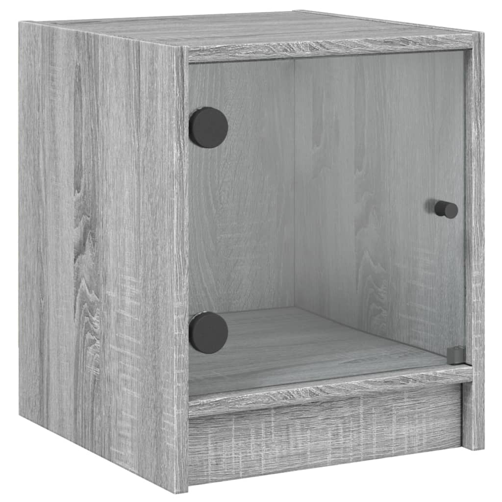 Bedside table with glass door Gray Sonoma 35x37x42 cm