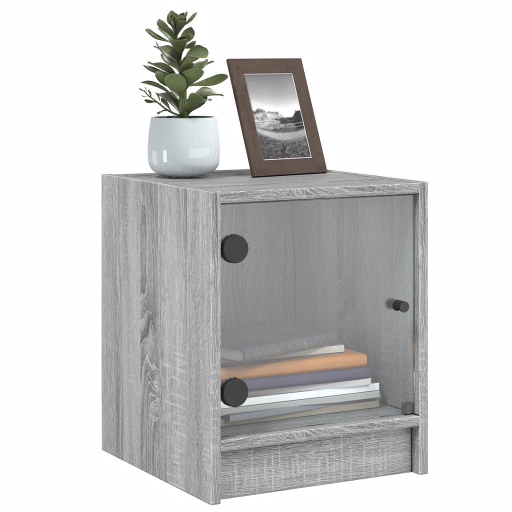 Bedside table with glass door Gray Sonoma 35x37x42 cm