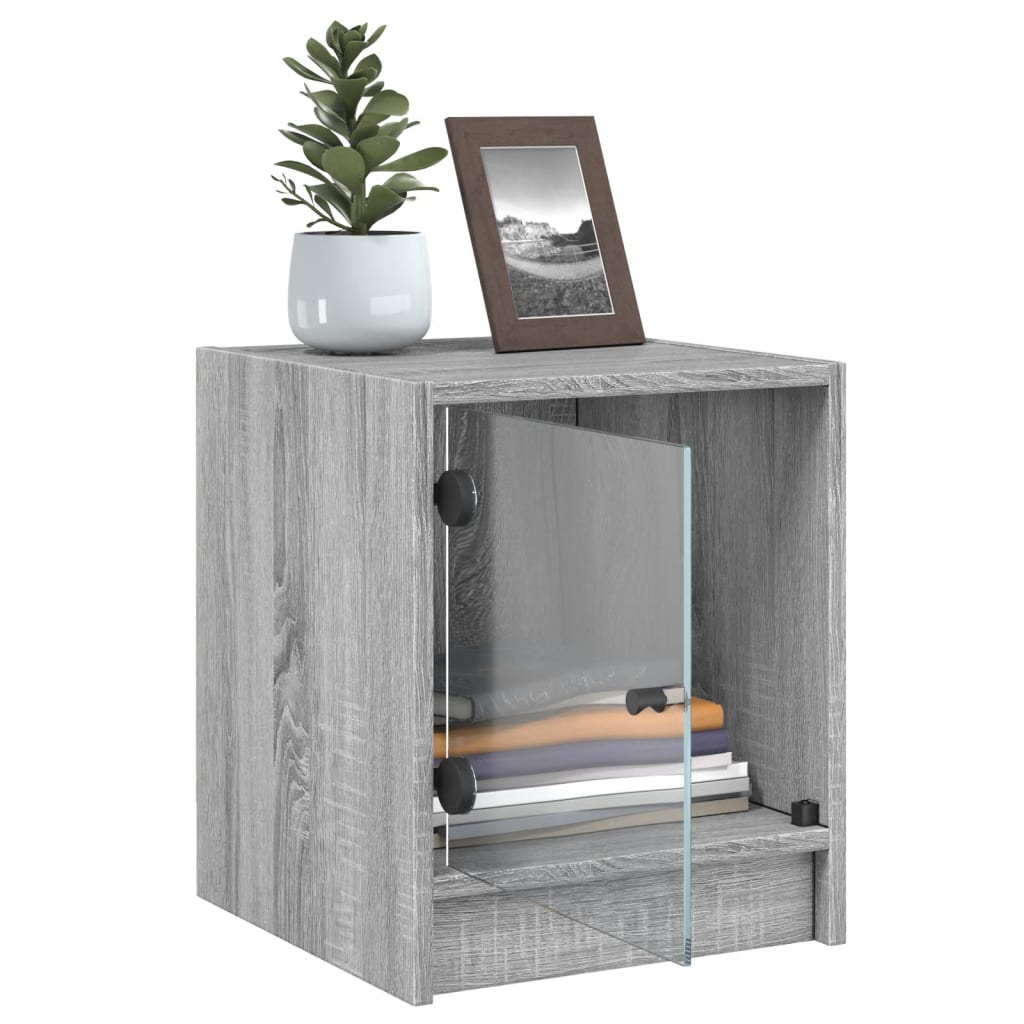 Bedside table with glass door Gray Sonoma 35x37x42 cm