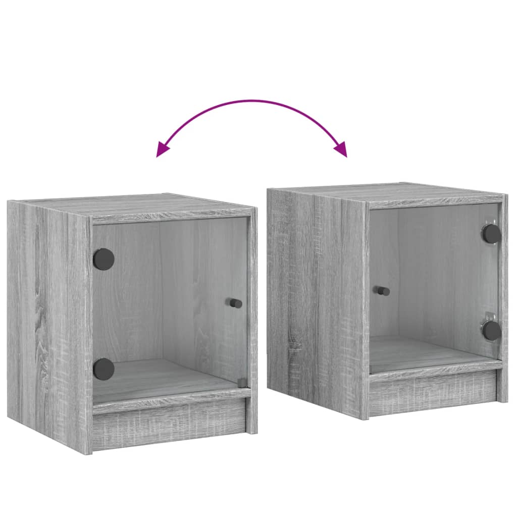 Bedside table with glass door Gray Sonoma 35x37x42 cm