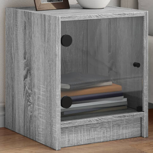 Bedside table with glass door Gray Sonoma 35x37x42 cm