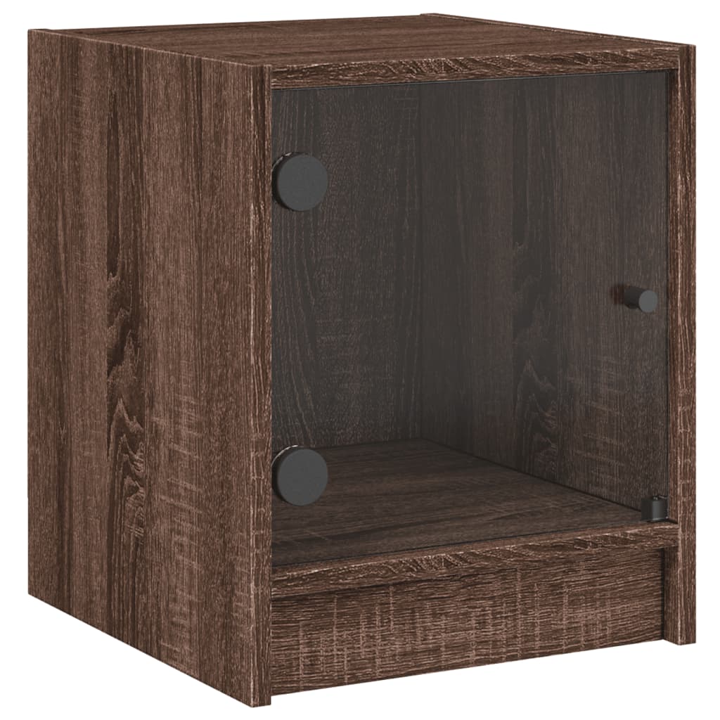 Bedside table with glass door brown oak look 35x37x42 cm