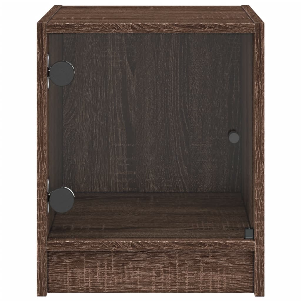 Bedside table with glass door brown oak look 35x37x42 cm