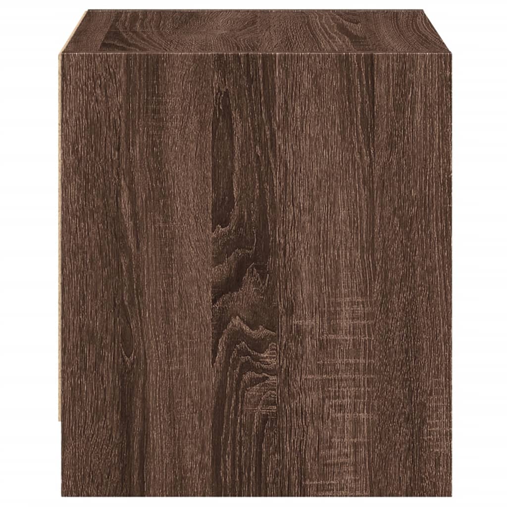 Bedside table with glass door brown oak look 35x37x42 cm