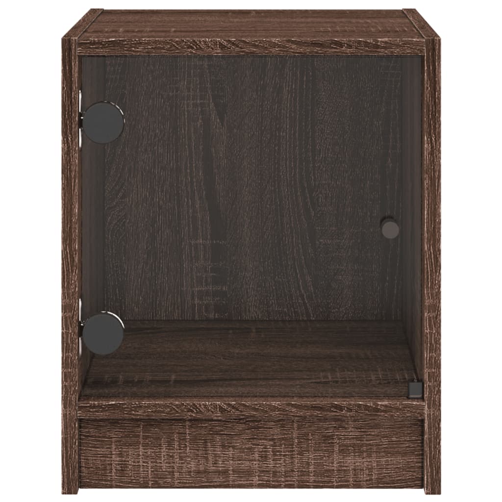 Bedside tables with glass doors 2 pcs. Brown oak look 35x37x42 cm