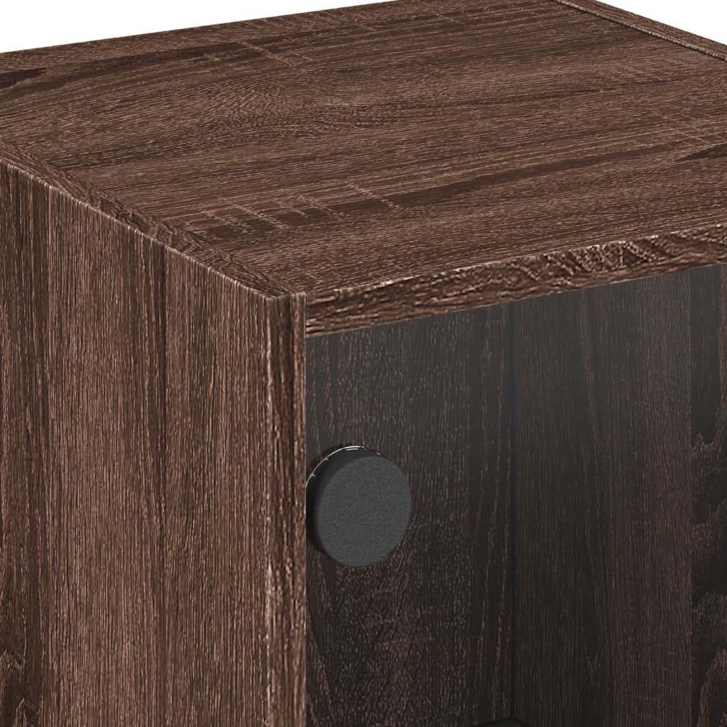 Bedside tables with glass doors 2 pcs. Brown oak look 35x37x42 cm