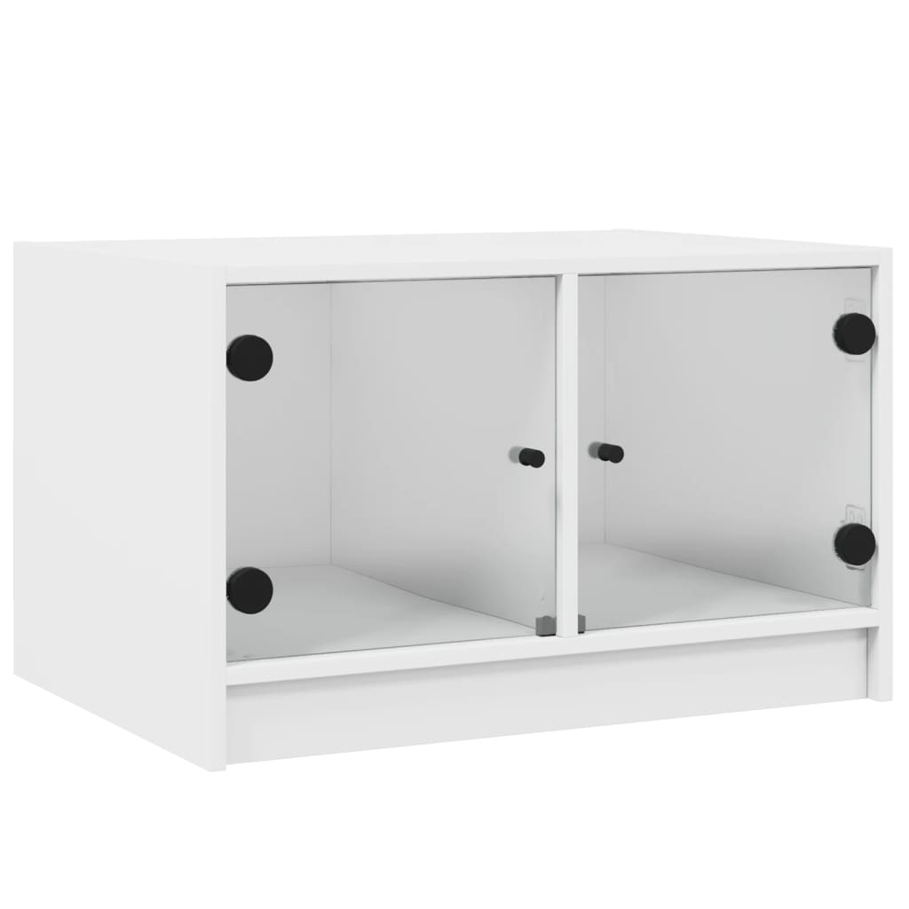 Coffee table with glass doors white 68x50x42 cm