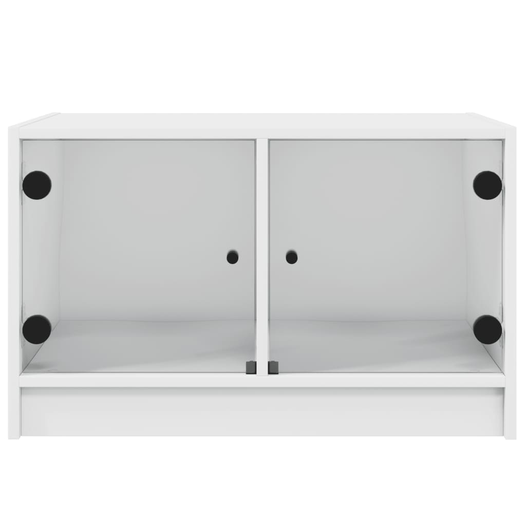 Coffee table with glass doors white 68x50x42 cm