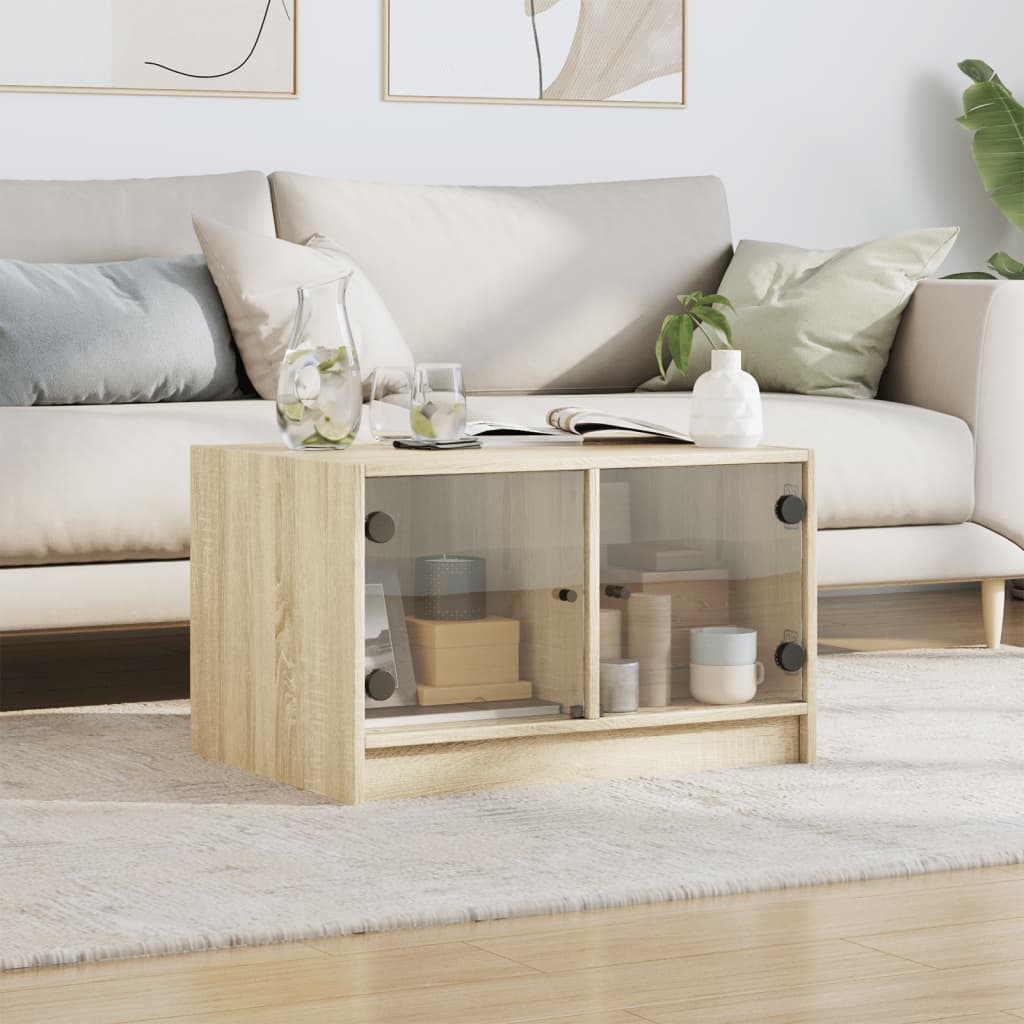 Coffee table with glass doors Sonoma oak 68x50x42 cm