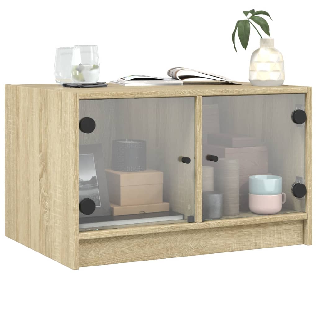 Coffee table with glass doors Sonoma oak 68x50x42 cm