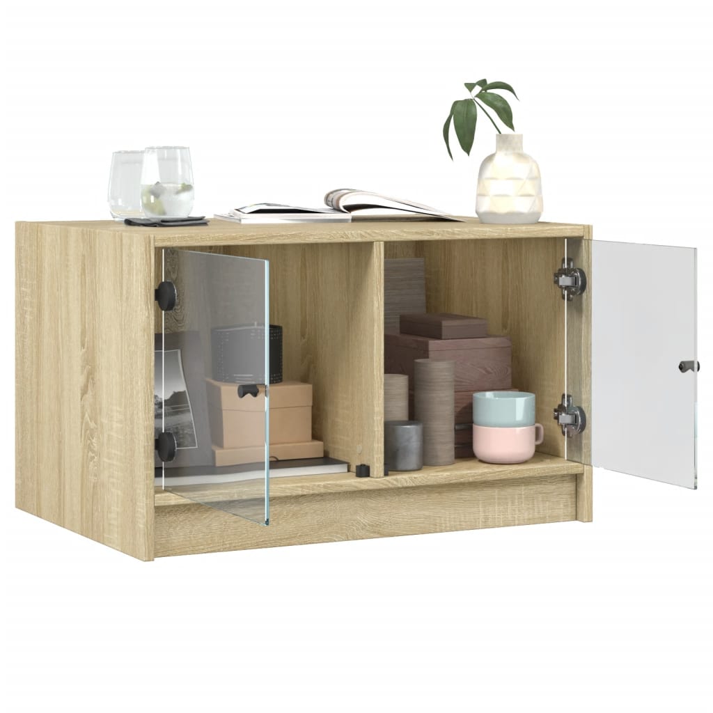 Coffee table with glass doors Sonoma oak 68x50x42 cm