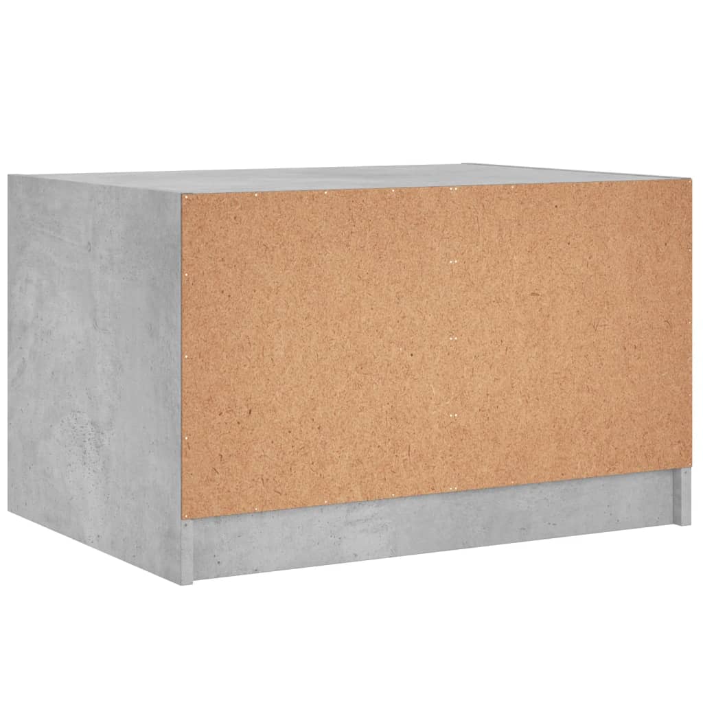 Table basse avec portes vitrées gris béton 68x50x42 cm