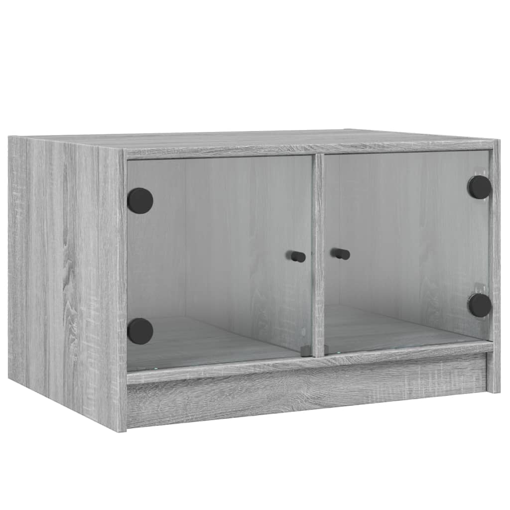 Table basse avec portes en verre Gris Sonoma 68x50x42 cm
