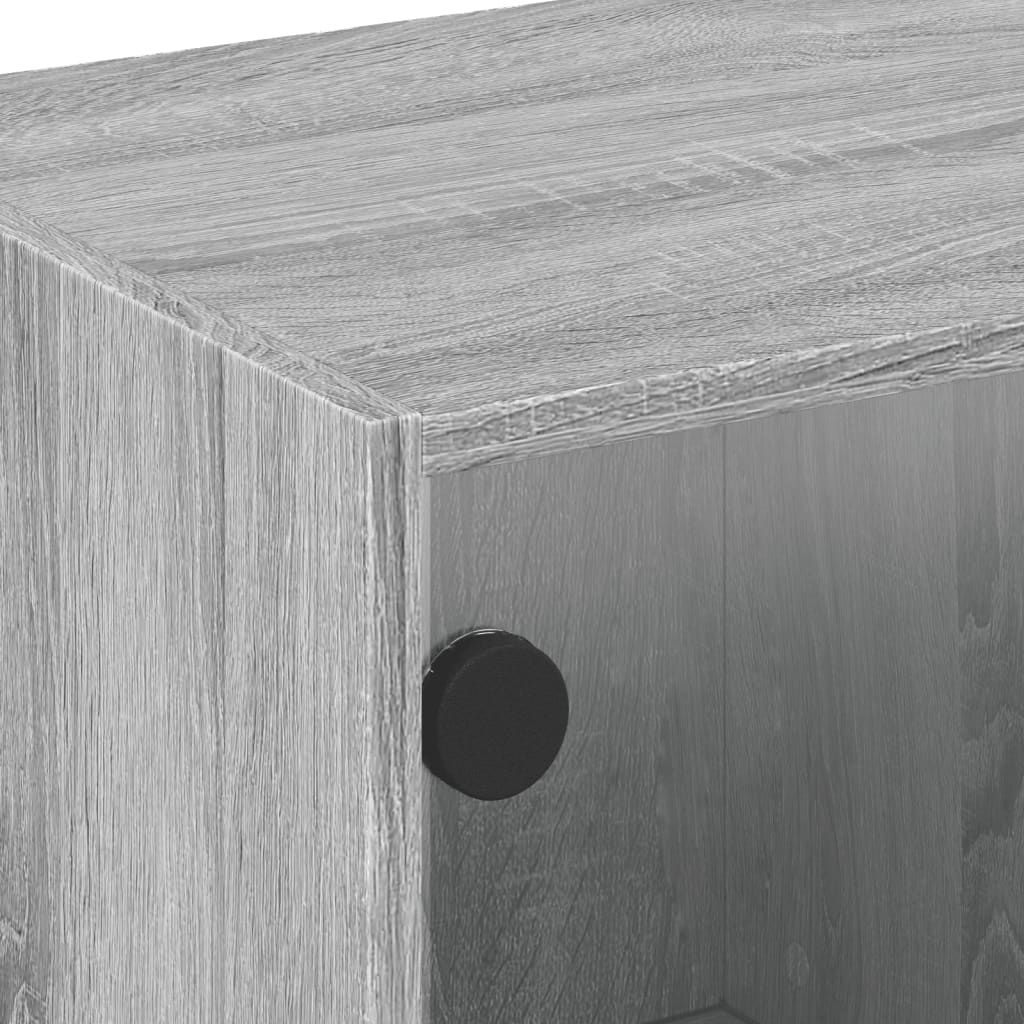 Table basse avec portes en verre Gris Sonoma 68x50x42 cm