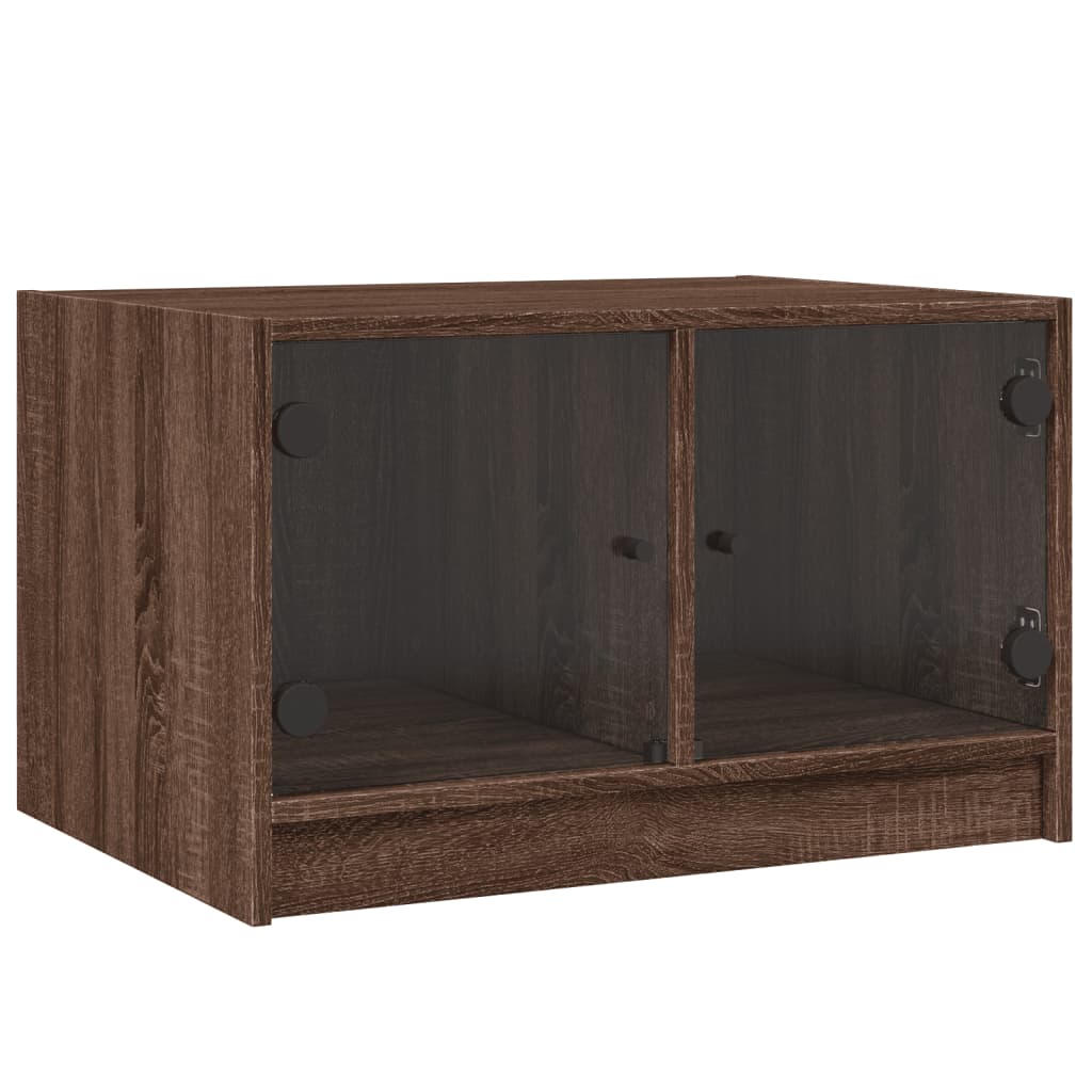 Table basse avec portes vitrées aspect chêne marron 68x50x42 cm