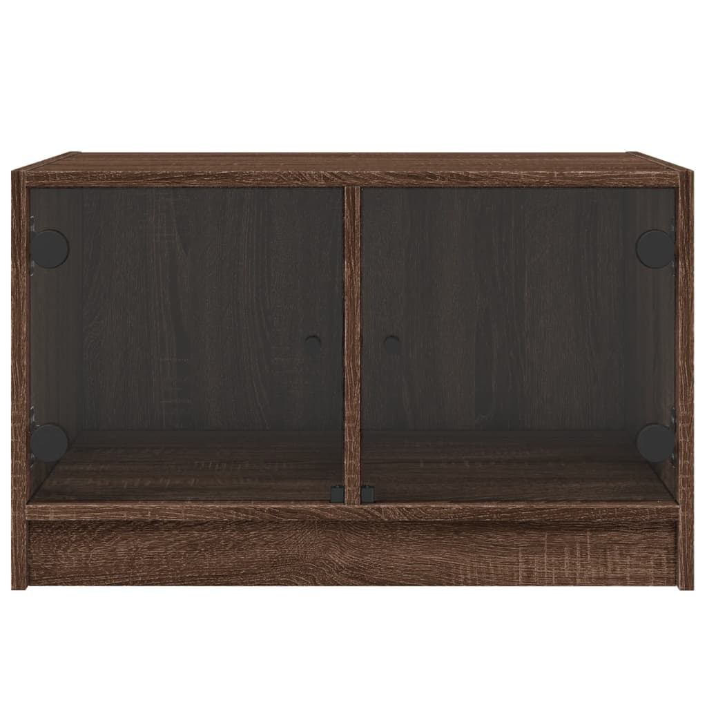 Table basse avec portes vitrées aspect chêne marron 68x50x42 cm